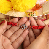 Silver Oxidized Ganeshji Blessing With Rudraksha Rakhi for Brother